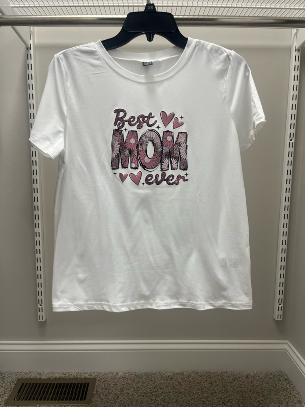 SHEIN White "Best Mom Ever" Graphic Short Sleeve Tee